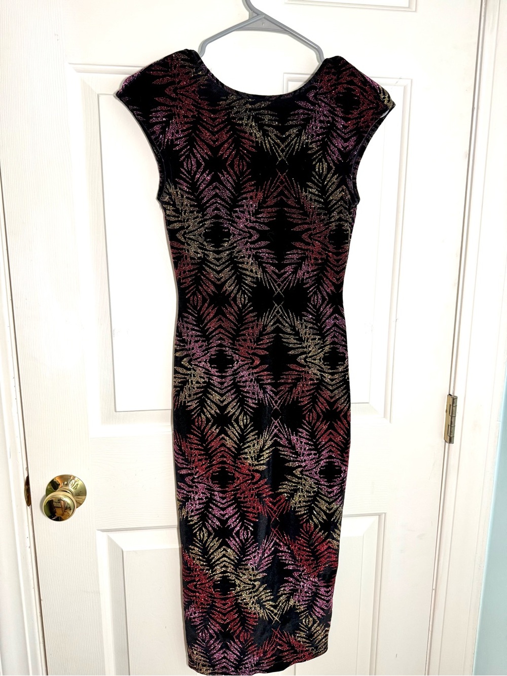Topshop Black Glitter Midi Dress